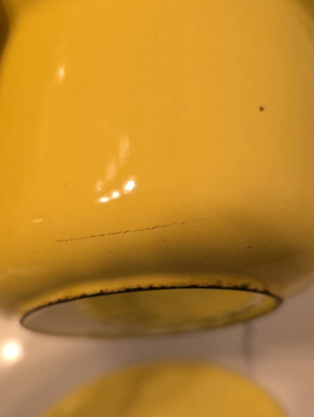 Descoware Vintage Belgium Yellow Enamel Cast Iron Small Covered Casserole Dish
